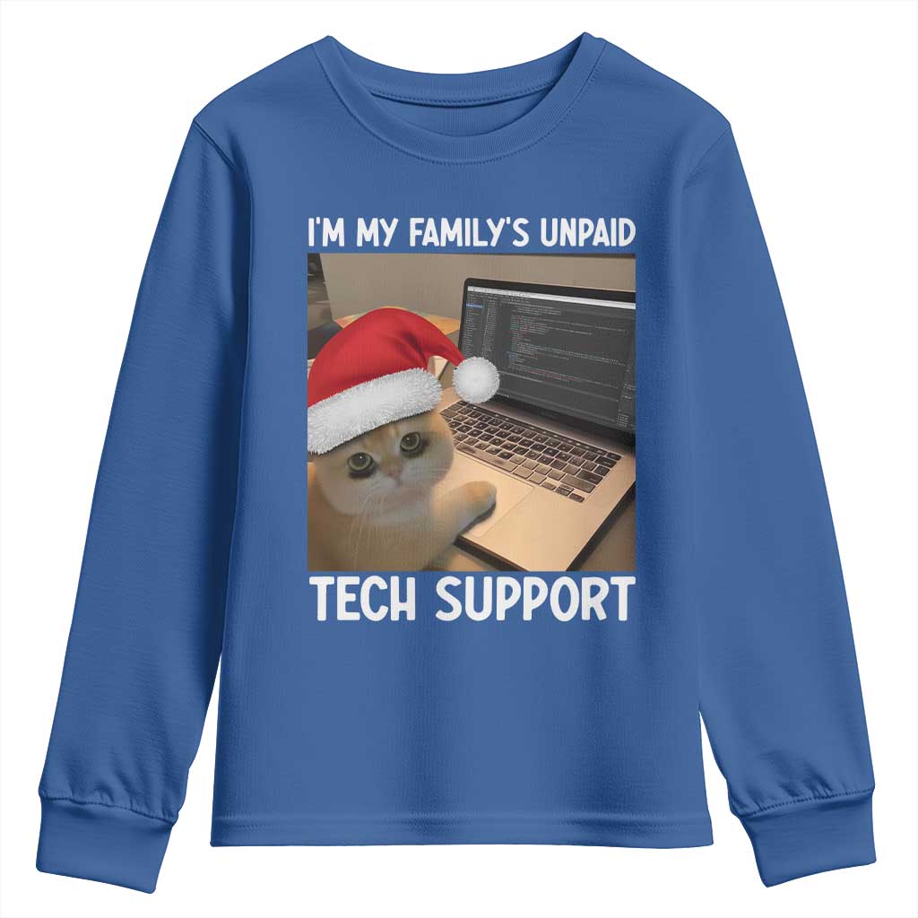 Funny Tech Support Cat Christmas Youth Sweatshirt - Wonder Print Shop