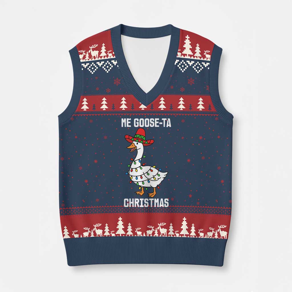 Me Goose Ta V-Neck Knit Sweater Vest Funny Mexican Xmas - Wonder Print Shop