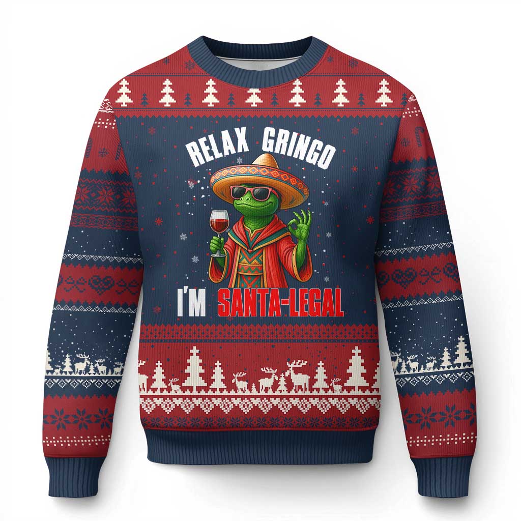 Funny Mexican Xmas Ugly Christmas Sweater Relax Gringo I Am Legal - Wonder Print Shop