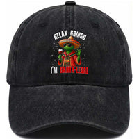 Funny Mexican Christmas Washed Cotton Baseball Cap Relax Gringo I Am Legal
