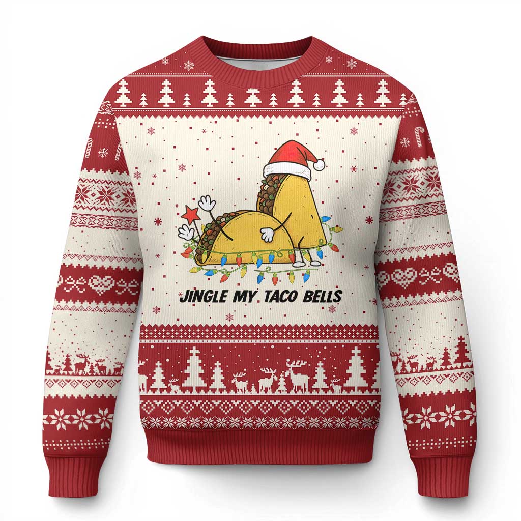 Funny Taco Xmas Ugly Christmas Sweater Jingle My Taco Bells - Wonder Print Shop