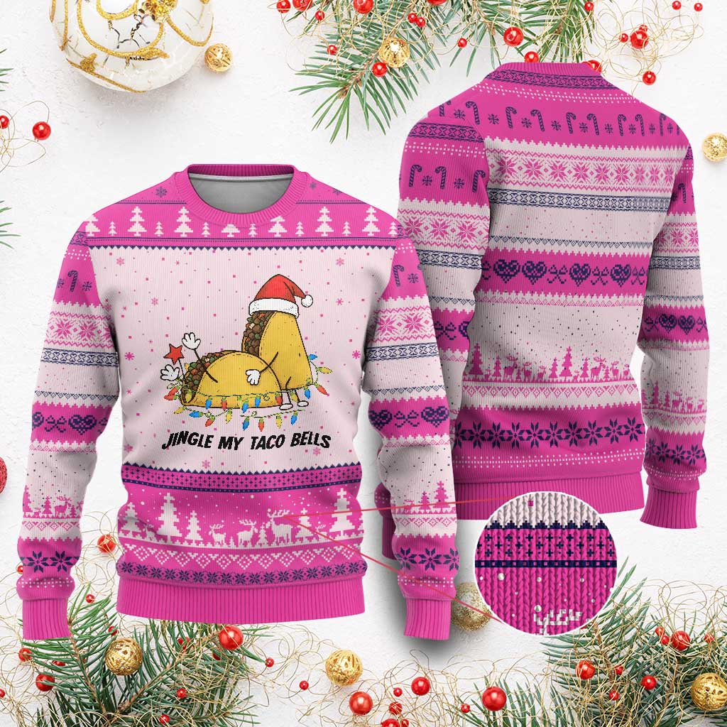 Funny Taco Xmas Ugly Christmas Sweater Jingle My Taco Bells - Wonder Print Shop