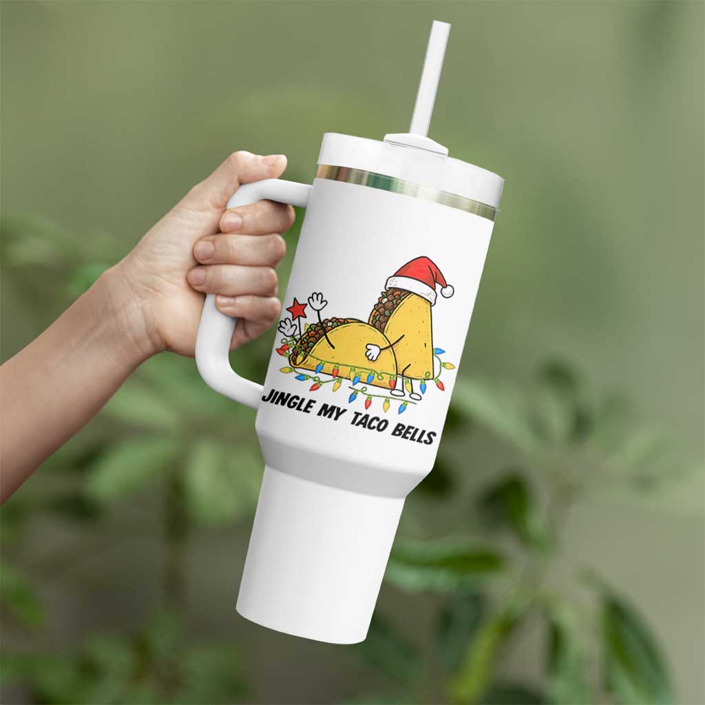 Funny Taco Christmas Tumbler With Handle Jingle My Taco Bells - Wonder Print Shop