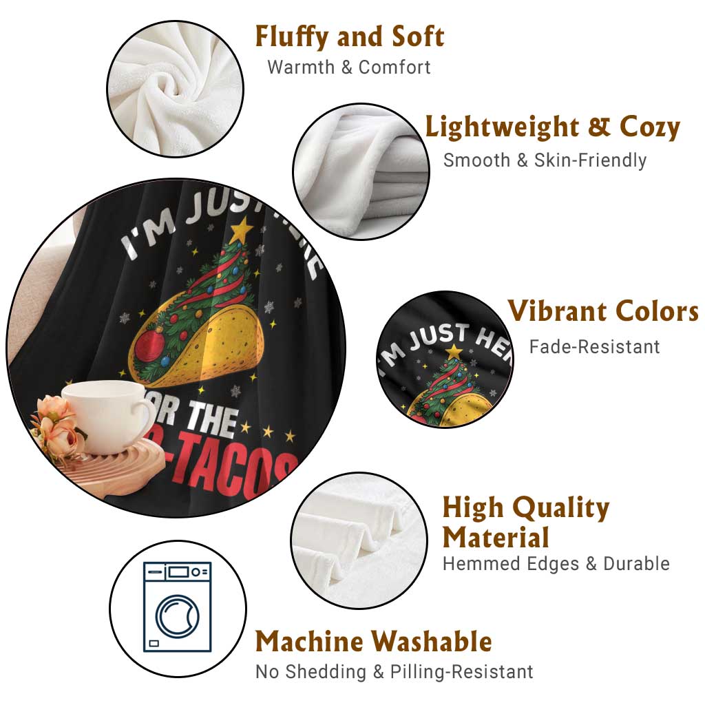 Funny Taco Christmas Throw Blanket I Am Just Here For The Ho Ho Tacos - Wonder Print Shop