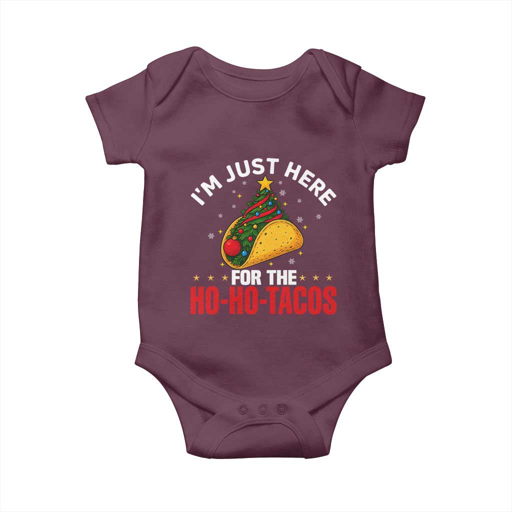 Funny Taco Christmas Baby Onesie I Am Just Here For The Ho Ho Tacos - Wonder Print Shop