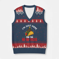Funny Taco Xmas V-Neck Knit Sweater Vest I Am Just Here For The Ho Ho Tacos - Wonder Print Shop