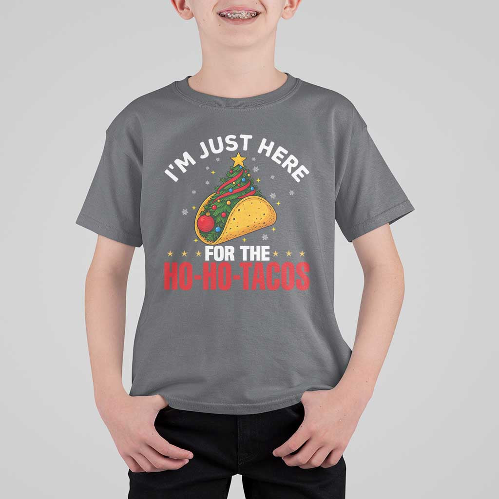 Funny Taco Christmas T Shirt For Kid I Am Just Here For The Ho Ho Tacos - Wonder Print Shop