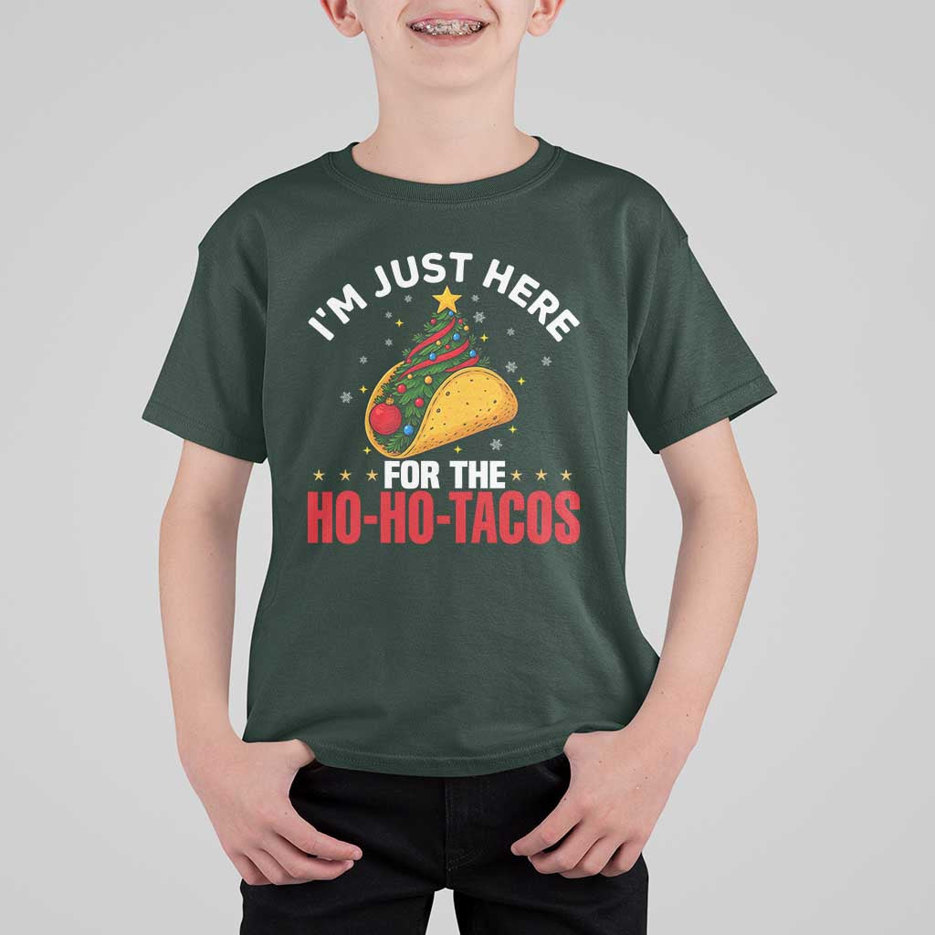 Funny Taco Christmas T Shirt For Kid I Am Just Here For The Ho Ho Tacos - Wonder Print Shop
