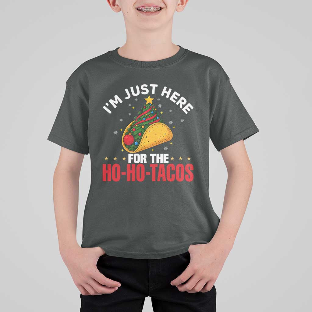 Funny Taco Christmas T Shirt For Kid I Am Just Here For The Ho Ho Tacos - Wonder Print Shop