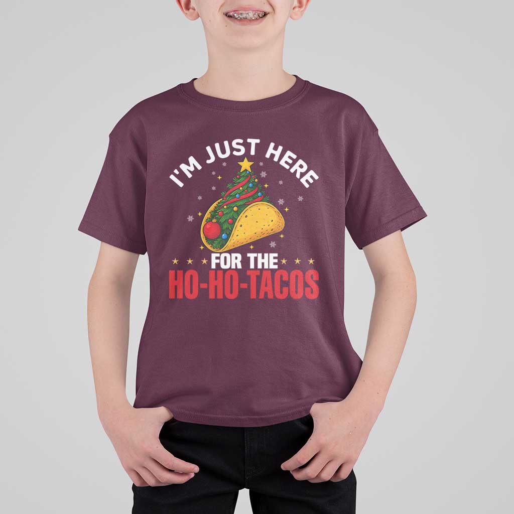Funny Taco Christmas T Shirt For Kid I Am Just Here For The Ho Ho Tacos - Wonder Print Shop