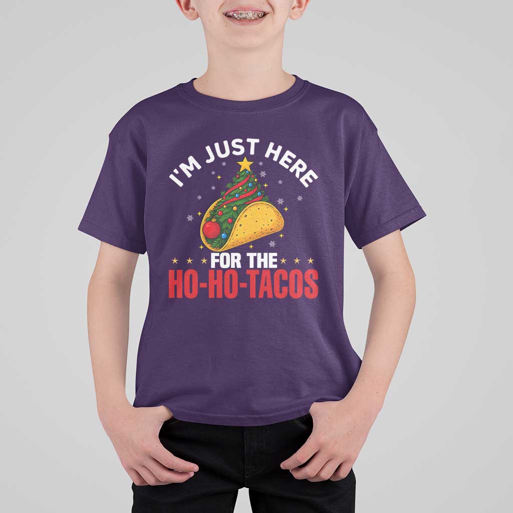 Funny Taco Christmas T Shirt For Kid I Am Just Here For The Ho Ho Tacos - Wonder Print Shop