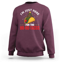 Funny Taco Christmas Sweatshirt I Am Just Here For The Ho Ho Tacos - Wonder Print Shop