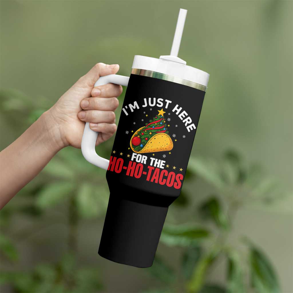 Funny Taco Christmas Tumbler With Handle I Am Just Here For The Ho Ho Tacos - Wonder Print Shop