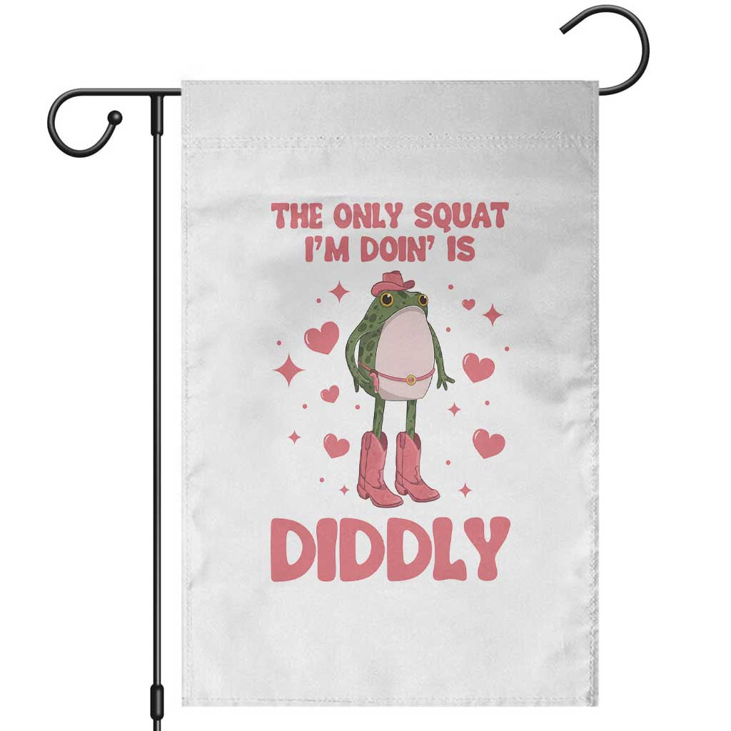 Funny Cowboy Frog Garden Flag The Only Squat I'm Doin' Is Diddly - Wonder Print Shop