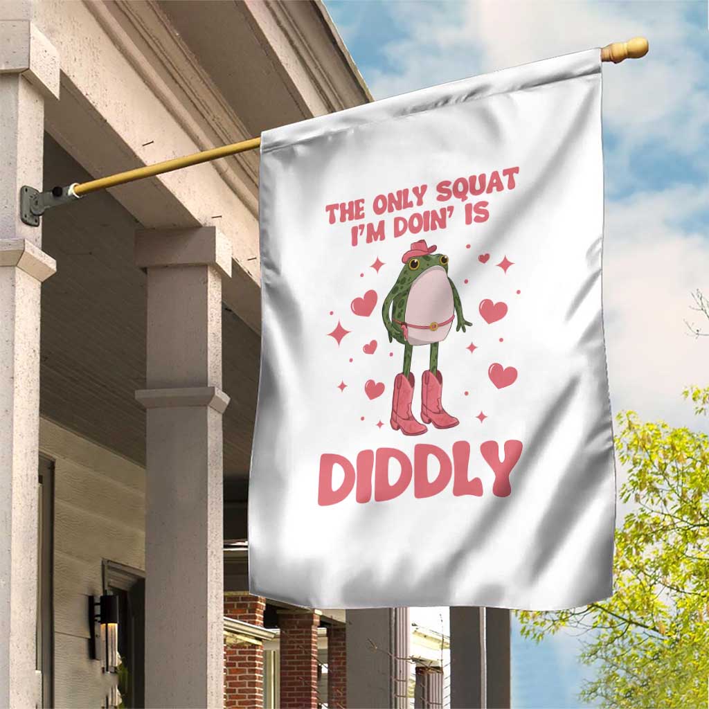 Funny Cowboy Frog Garden Flag The Only Squat I'm Doin' Is Diddly - Wonder Print Shop