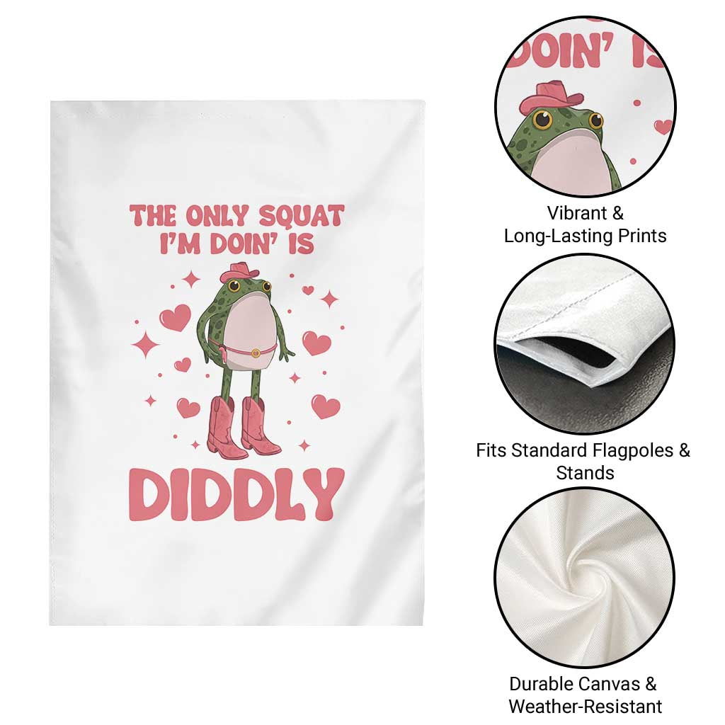 Funny Cowboy Frog Garden Flag The Only Squat I'm Doin' Is Diddly - Wonder Print Shop
