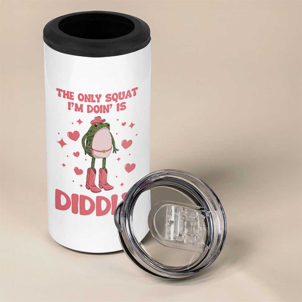 Funny Cowboy Frog 4 in 1 Can Cooler Tumbler The Only Squat I'm Doin' Is Diddly - Wonder Print Shop