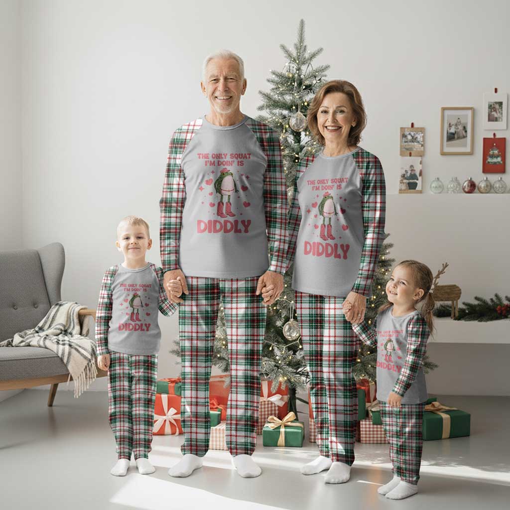 Funny Cowboy Frog Plaid Pajama Set The Only Squat I'm Doin' Is Diddly - Wonder Print Shop