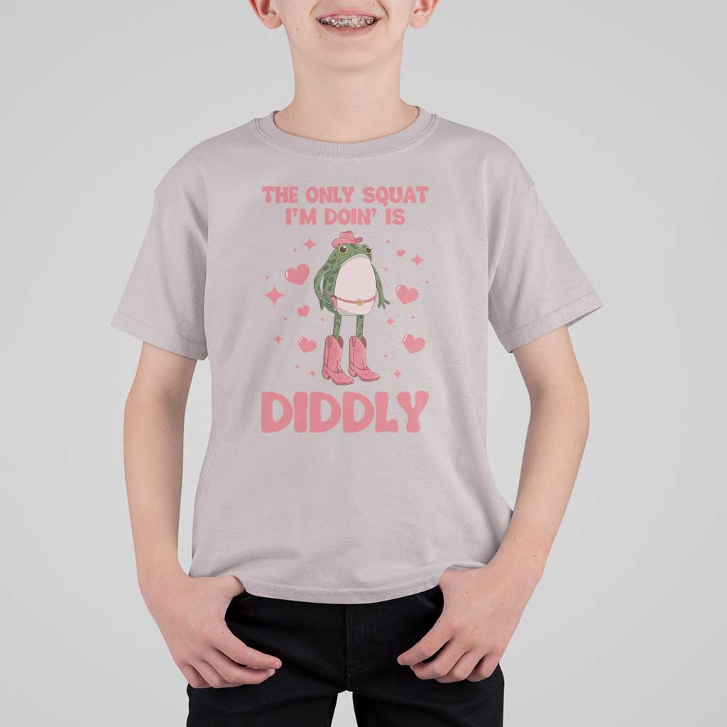 Funny Cowboy Frog T Shirt For Kid The Only Squat I'm Doin' Is Diddly - Wonder Print Shop