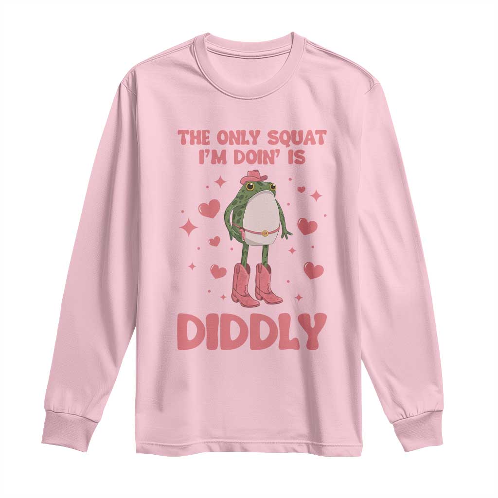 Funny Cowboy Frog Long Sleeve Shirt The Only Squat I'm Doin' Is Diddly - Wonder Print Shop