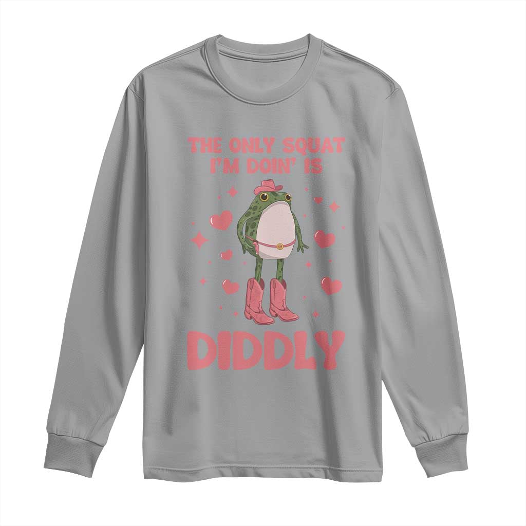Funny Cowboy Frog Long Sleeve Shirt The Only Squat I'm Doin' Is Diddly - Wonder Print Shop