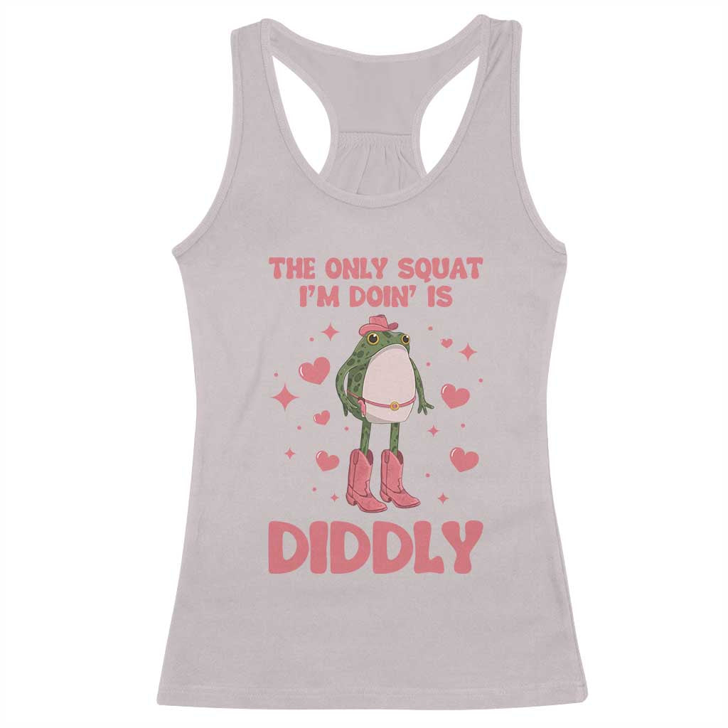 Funny Cowboy Frog Racerback Tank Top The Only Squat I'm Doin' Is Diddly - Wonder Print Shop