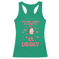 Funny Cowboy Frog Racerback Tank Top The Only Squat I'm Doin' Is Diddly - Wonder Print Shop