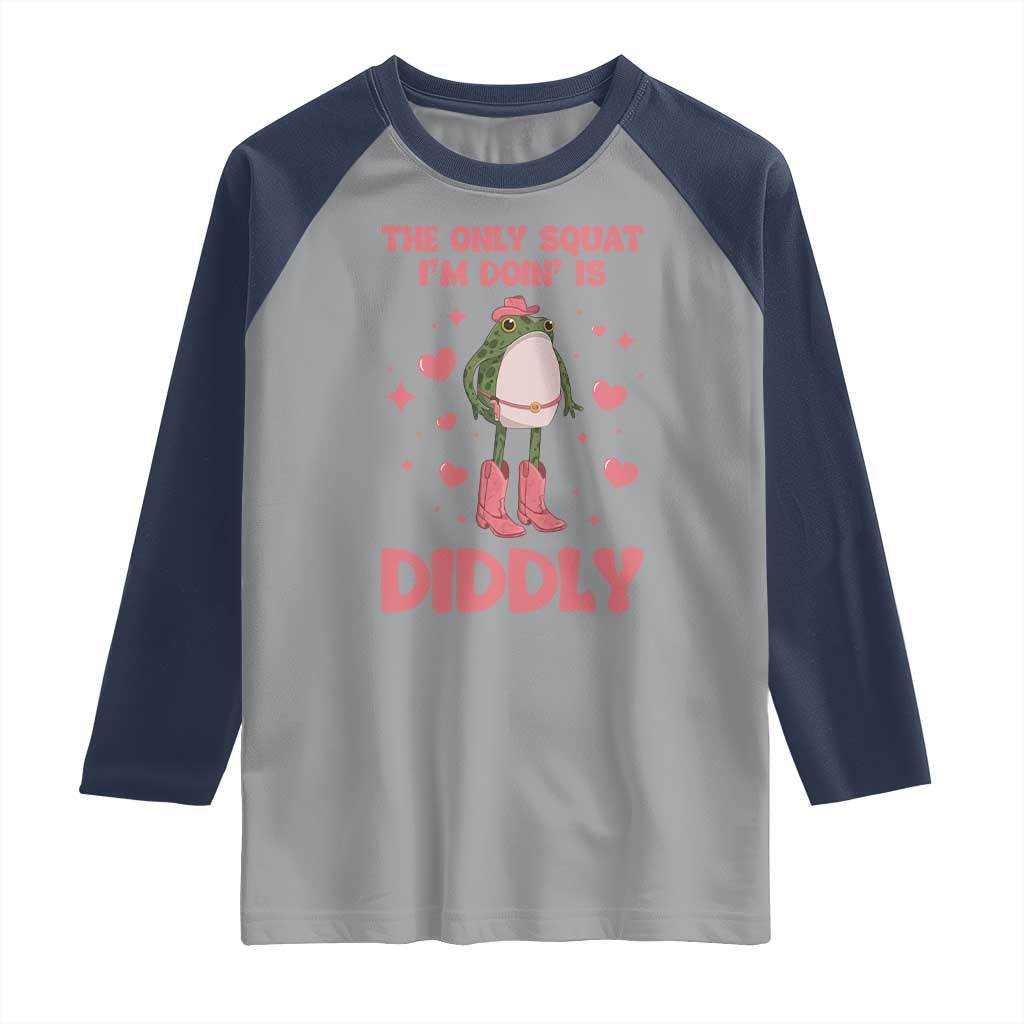 Funny Cowboy Frog Raglan Shirt The Only Squat I'm Doin' Is Diddly - Wonder Print Shop