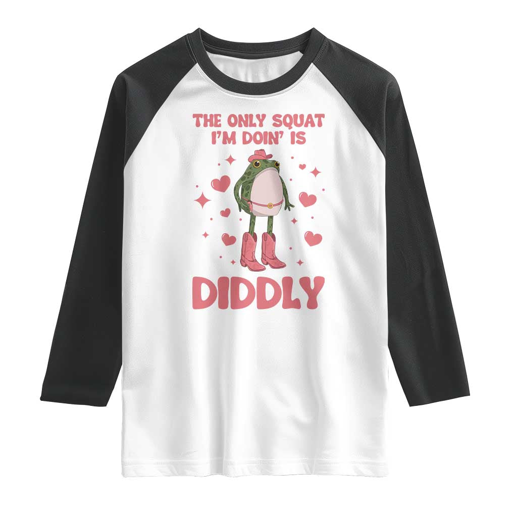 Funny Cowboy Frog Raglan Shirt The Only Squat I'm Doin' Is Diddly - Wonder Print Shop