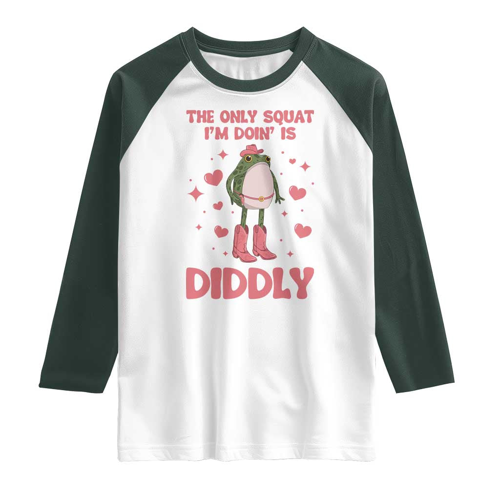 Funny Cowboy Frog Raglan Shirt The Only Squat I'm Doin' Is Diddly - Wonder Print Shop
