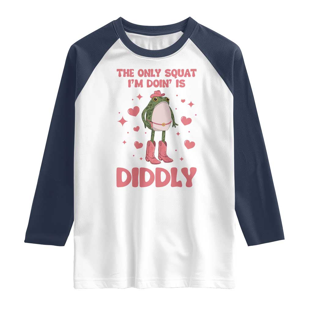 Funny Cowboy Frog Raglan Shirt The Only Squat I'm Doin' Is Diddly - Wonder Print Shop