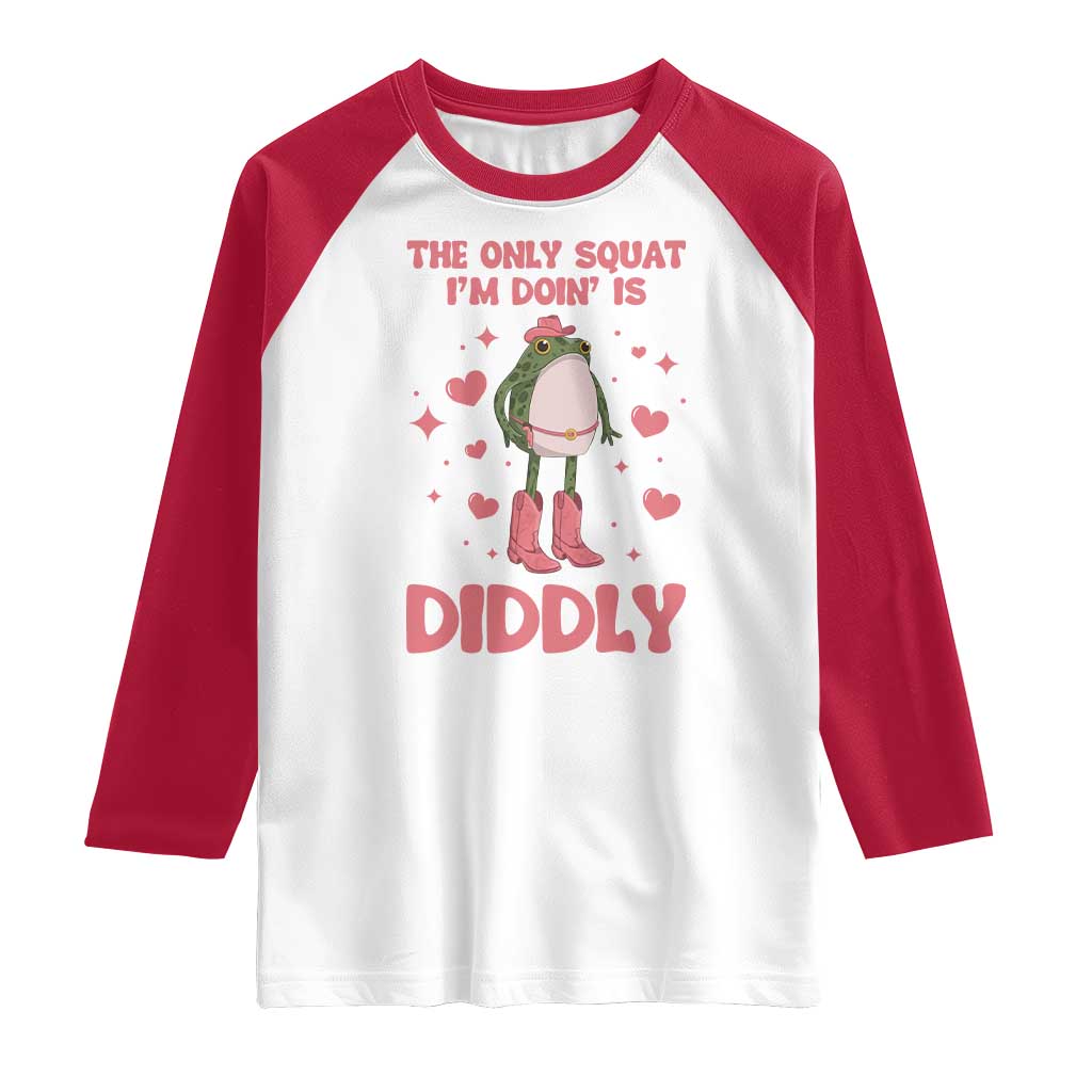 Funny Cowboy Frog Raglan Shirt The Only Squat I'm Doin' Is Diddly - Wonder Print Shop