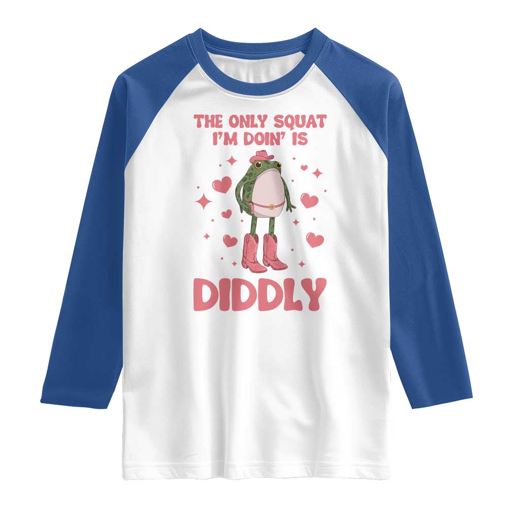 Funny Cowboy Frog Raglan Shirt The Only Squat I'm Doin' Is Diddly - Wonder Print Shop
