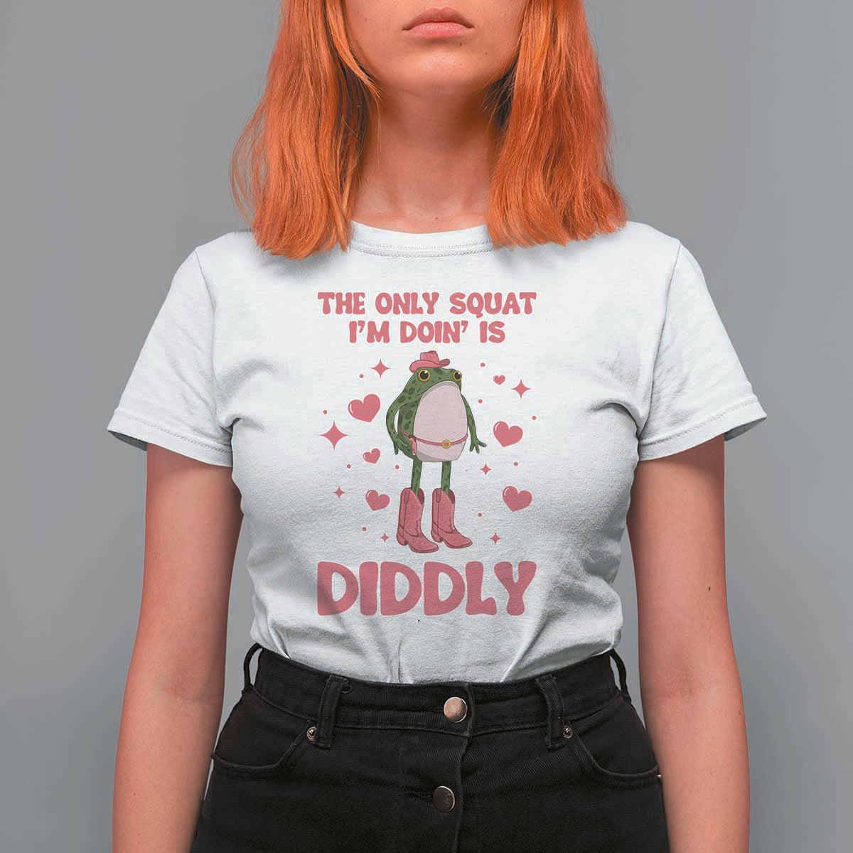 Funny Cowboy Frog T Shirt For Women The Only Squat I'm Doin' Is Diddly - Wonder Print Shop