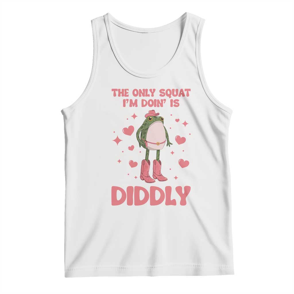 Funny Cowboy Frog Tank Top The Only Squat I'm Doin' Is Diddly - Wonder Print Shop