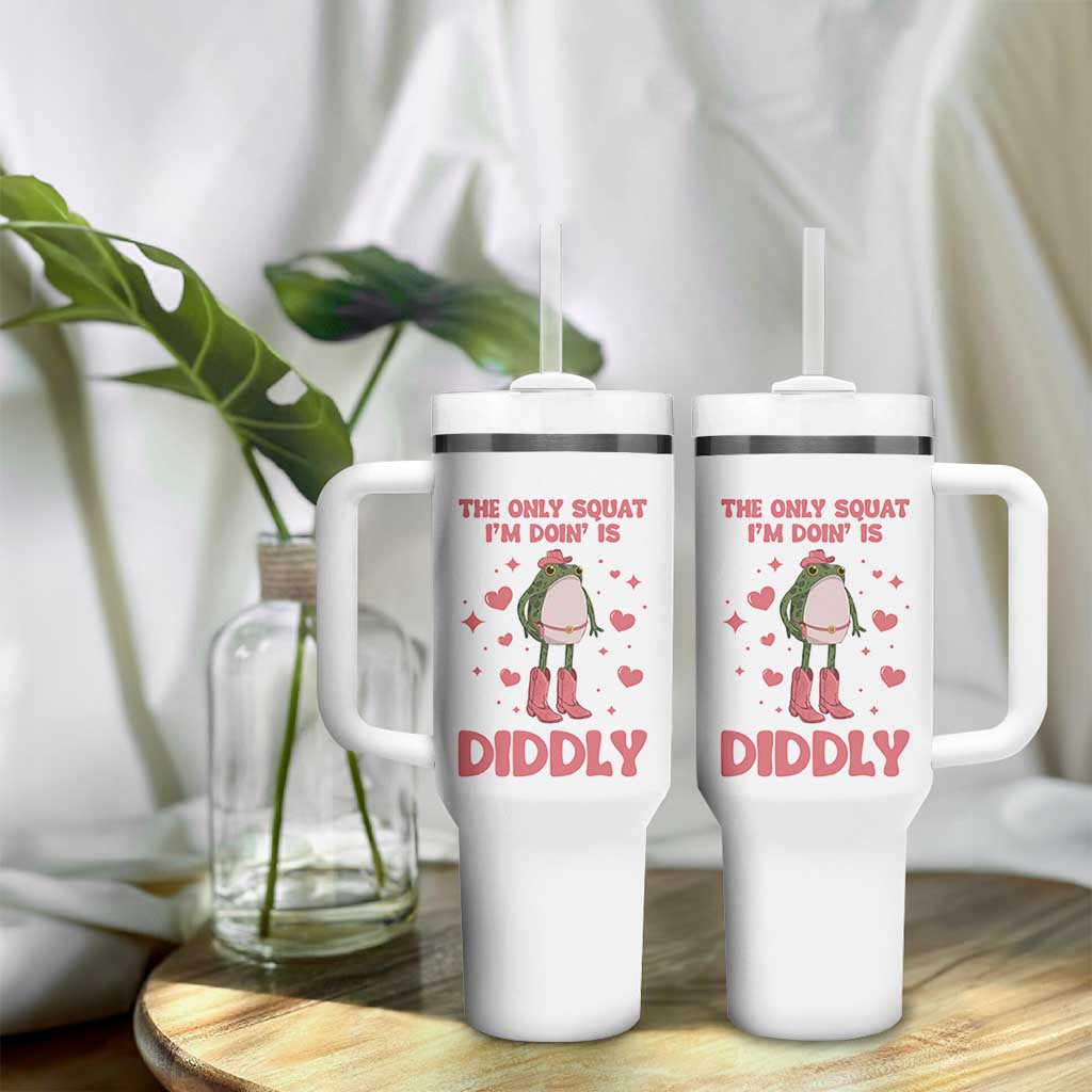 Funny Cowboy Frog Tumbler With Handle The Only Squat I'm Doin' Is Diddly - Wonder Print Shop