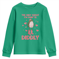 Funny Cowboy Frog Youth Sweatshirt The Only Squat I'm Doin' Is Diddly - Wonder Print Shop