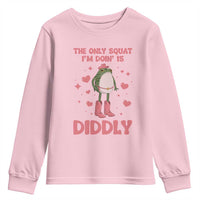 Funny Cowboy Frog Youth Sweatshirt The Only Squat I'm Doin' Is Diddly - Wonder Print Shop
