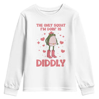 Funny Cowboy Frog Youth Sweatshirt The Only Squat I'm Doin' Is Diddly - Wonder Print Shop