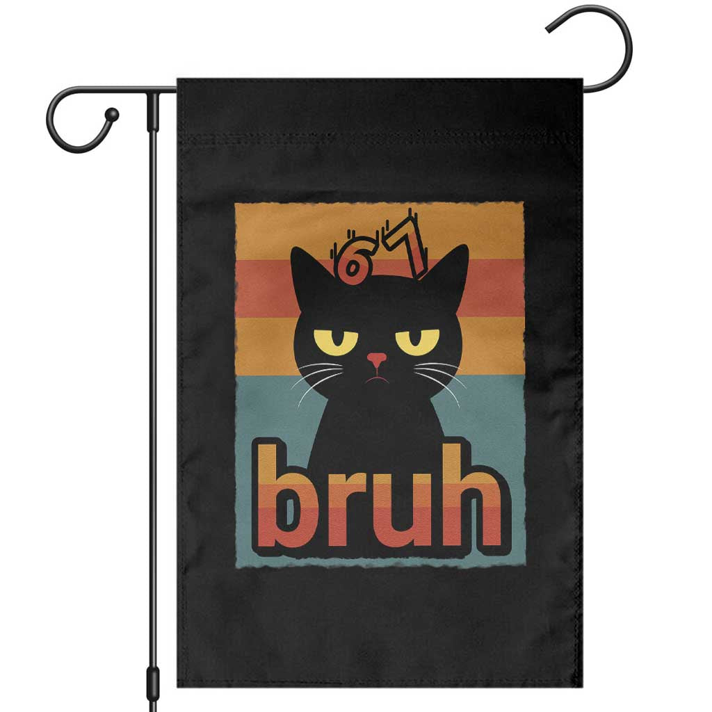 67 Six Seven Bruh Cat Meme Garden Flag Cute Black Cat Funny Saying - Wonder Print Shop