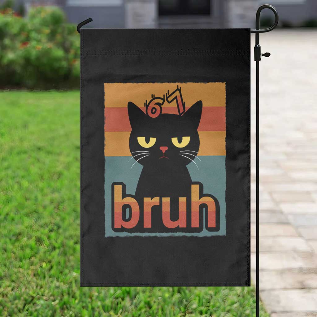 67 Six Seven Bruh Cat Meme Garden Flag Cute Black Cat Funny Saying - Wonder Print Shop