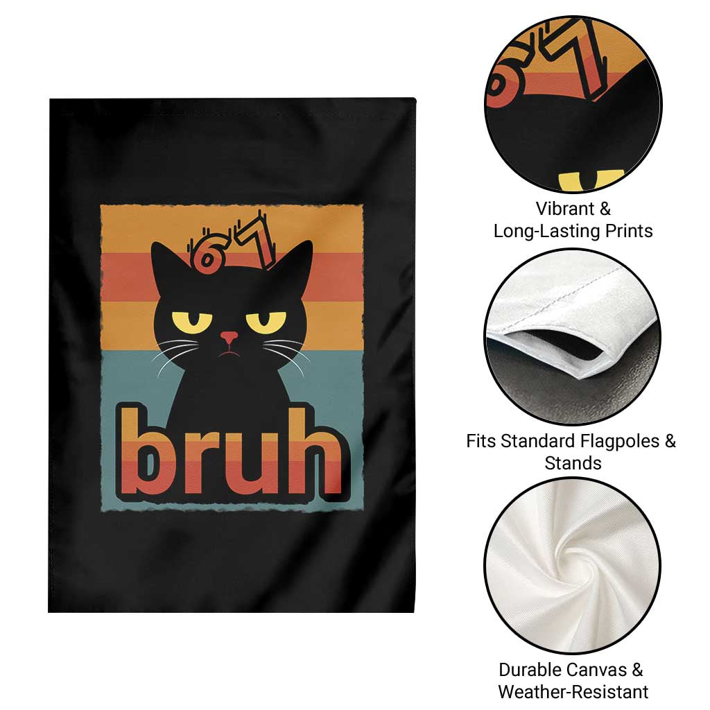 67 Six Seven Bruh Cat Meme Garden Flag Cute Black Cat Funny Saying - Wonder Print Shop