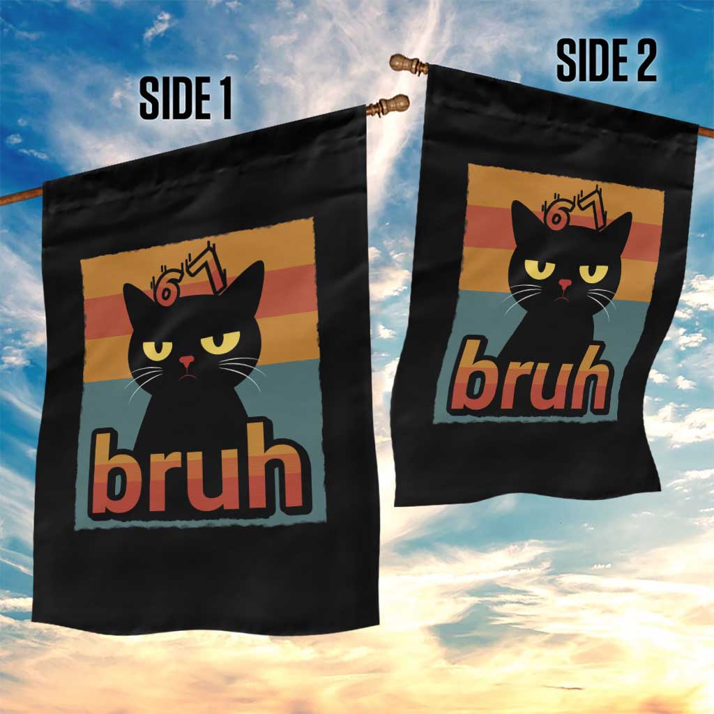 67 Six Seven Bruh Cat Meme Garden Flag Cute Black Cat Funny Saying - Wonder Print Shop