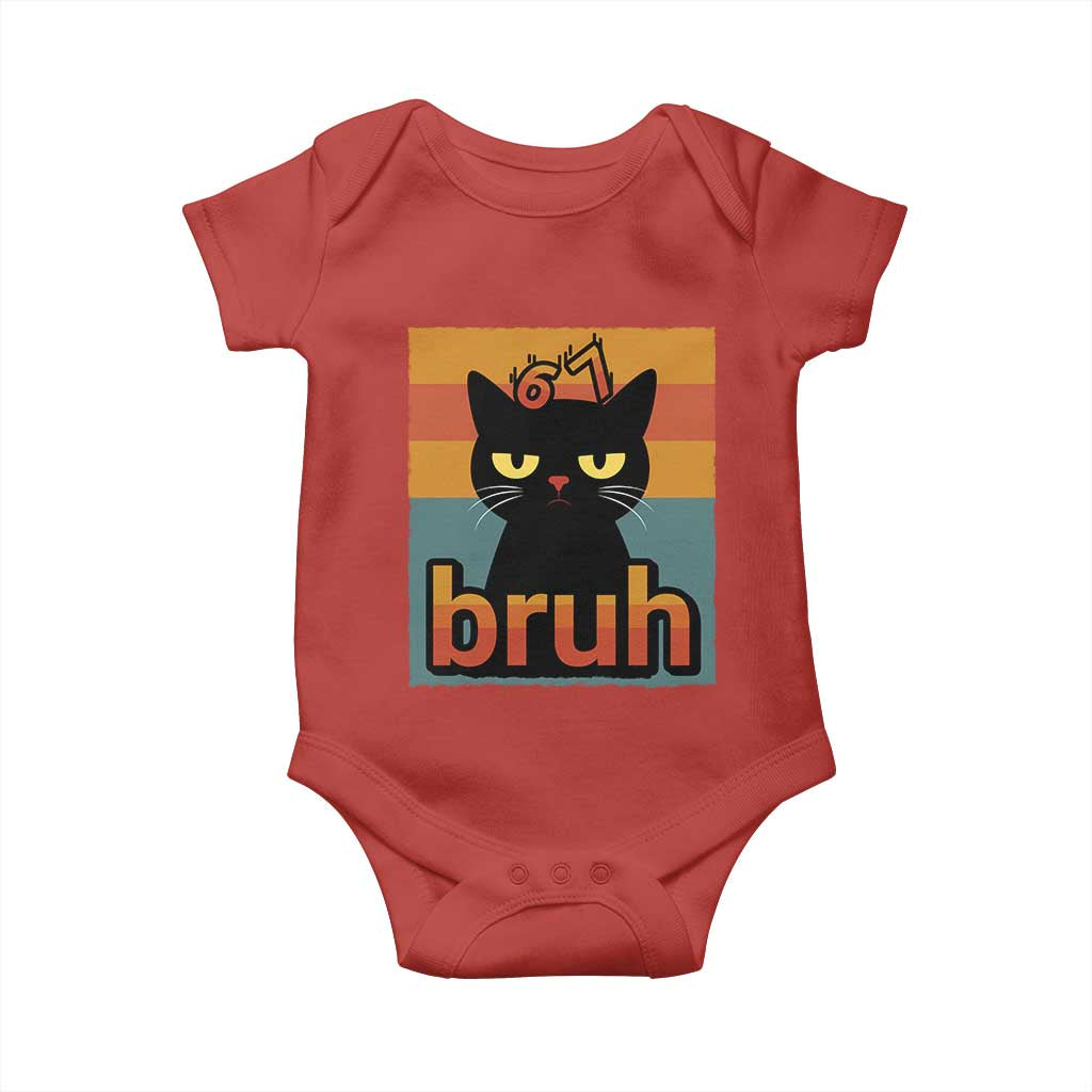 67 Six Seven Bruh Cat Meme Baby Onesie Cute Black Cat Funny Saying - Wonder Print Shop