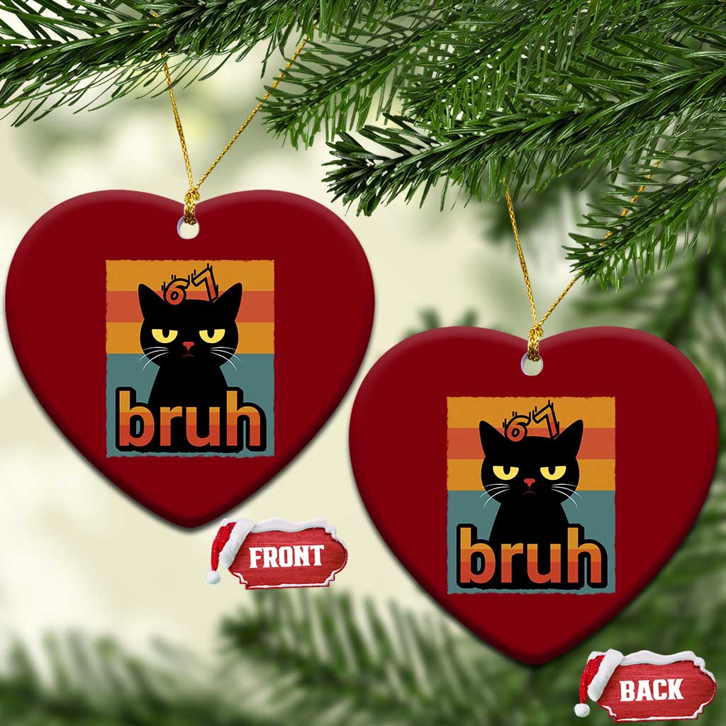 67 Six Seven Bruh Cat Meme Ceramic Ornament Cute Black Cat Funny Saying - Wonder Print Shop