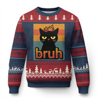 67 Six Seven Bruh Cat Meme Ugly Christmas Sweater Cute Black Cat Funny Saying - Wonder Print Shop