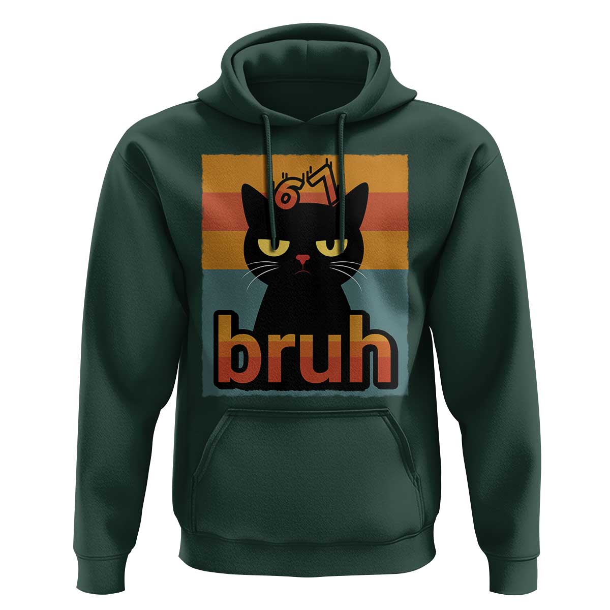 67 Six Seven Bruh Cat Meme Hoodie Cute Black Cat Funny Saying - Wonder Print Shop
