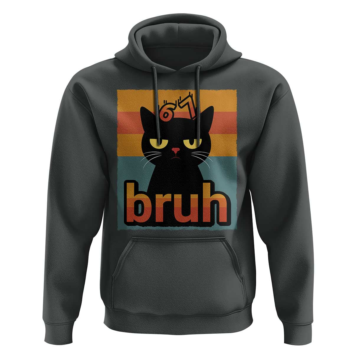 67 Six Seven Bruh Cat Meme Hoodie Cute Black Cat Funny Saying - Wonder Print Shop