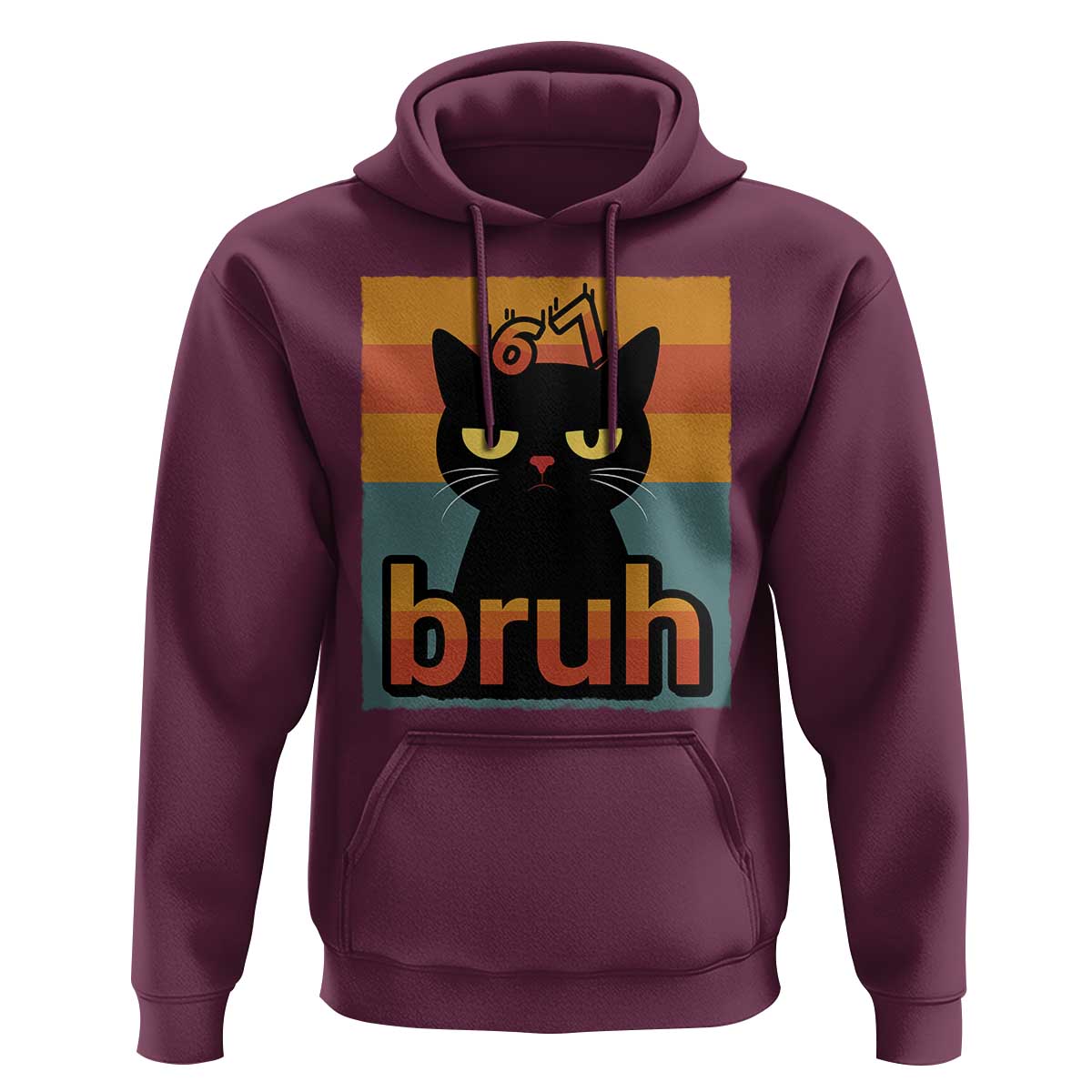 67 Six Seven Bruh Cat Meme Hoodie Cute Black Cat Funny Saying - Wonder Print Shop