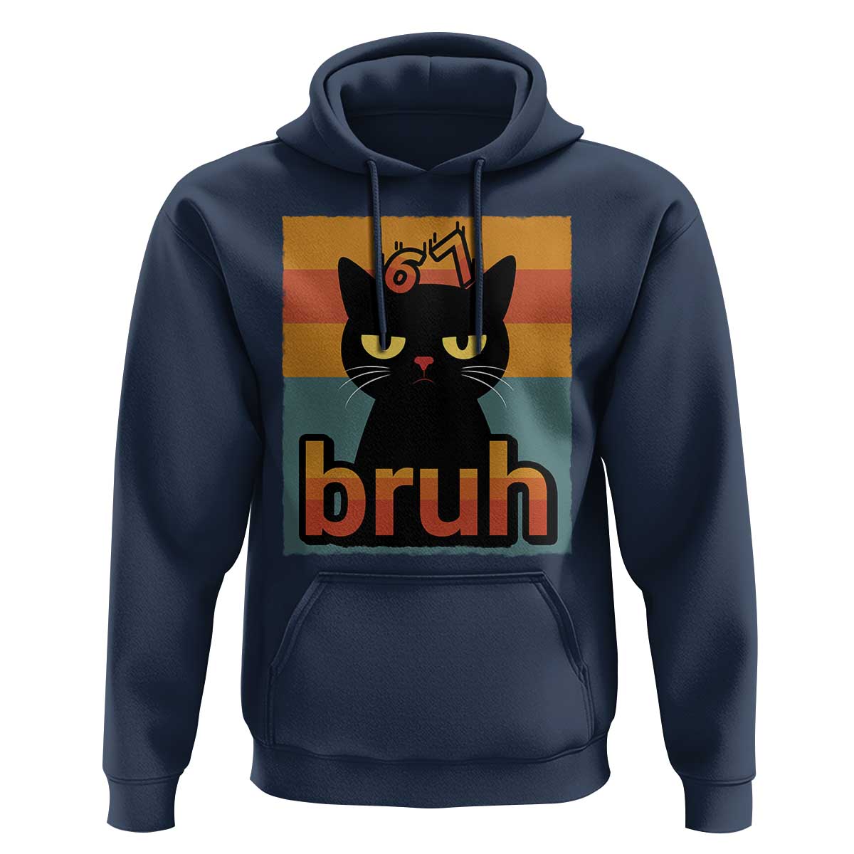 67 Six Seven Bruh Cat Meme Hoodie Cute Black Cat Funny Saying - Wonder Print Shop